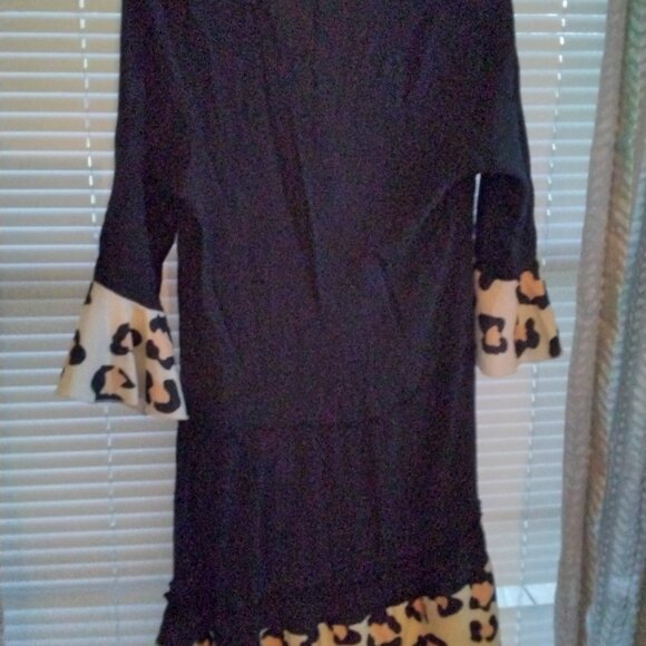 NWOT Size Small Black Sheer Dress with Silky Lace Trim - Picture 2 of 2